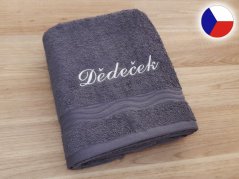 Ručník s výšivkou DĚDEČEK 50x100 tmavě šedý