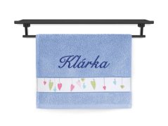 Malý ručník se jménem NA PŘÁNÍ 30x50 Barevná srdíčka modrá
