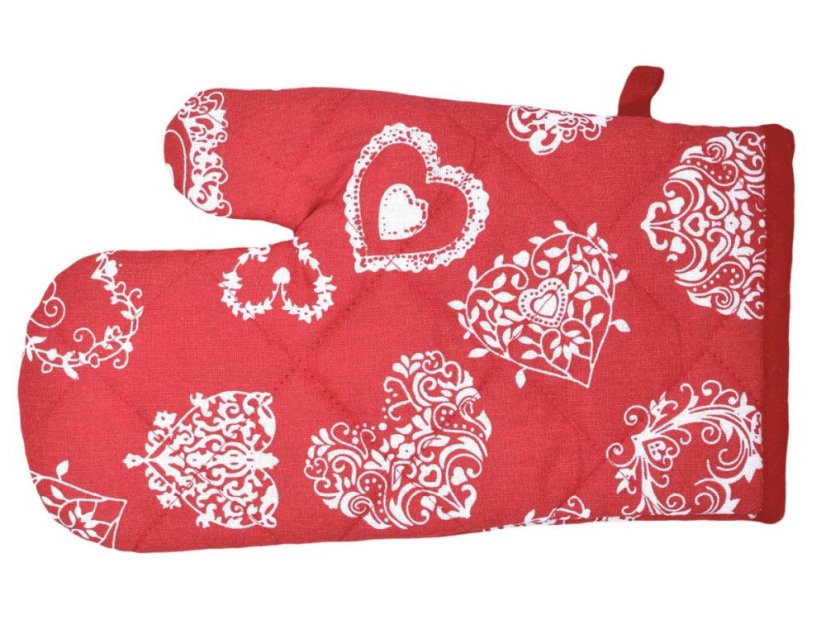 Vánoční chňapka Srdce na červeném 1ks