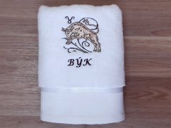 Luxusní ručník se znamením BÝK 450g bílá/hnědá