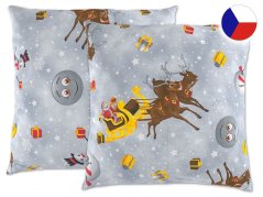 Vánoční povlak na polštář 50x70 bavlněný CHRISTMAS Sněhuláci šedí