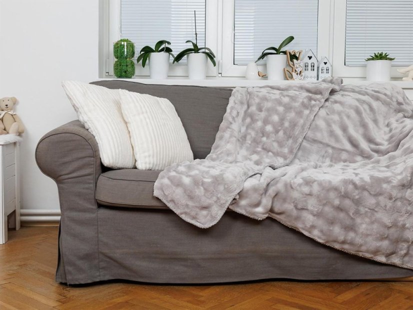 Luxusní deka mikroplyš 150x200 Stella obláčky světle šedé
