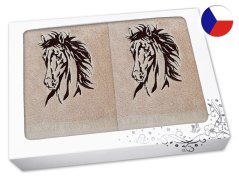 Luxusní dárková sada ručník a osuška béžová Kůň Apollo