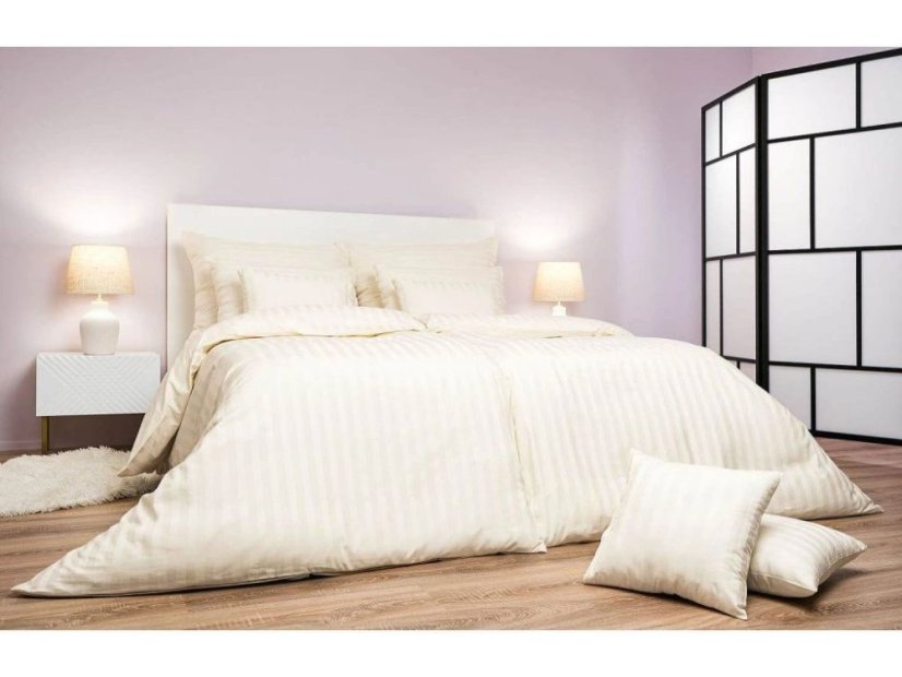 Povlečení Atlas grádl proužek 2 cm 2x 70x90, 240x200 šampaň