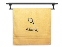 Ručník se jménem NA PŘÁNÍ žlutý 50x100 Tenisová raketa