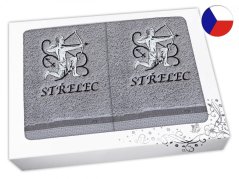 Luxusní dárková sada ručník + osuška Znamení Střelec šedá/šedá