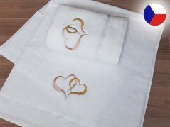 Luxusní dárková sada ručníků s výšivkou Srdce béžová