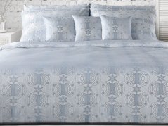 Vánoční povlečení damašek 200x200, 2x 70x90 EXCELLENT GALA Vločky elegance světle modrá