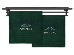 Set ručníků Zas ráno kočka a žabák tmavě zelená
