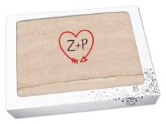 Dárková osuška Srdce s iniciály béžová