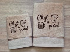 Luxusní osuška pro rybáře Chyť a pivo béžová
