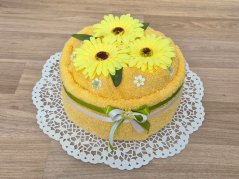 Textilní dort z osušky Sofie žlutá