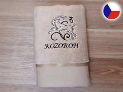 Luxusní osuška se znamením KOZOROH 450g béžová/hnědá