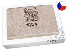Luxusní dárkové balení osušky Znamení Ryby béžová/hnědá