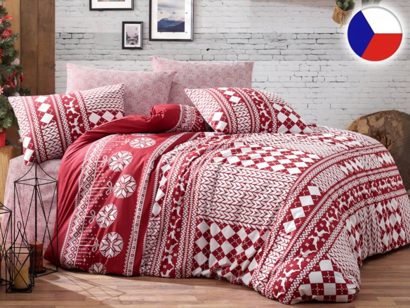 Vánoční povlečení bavlna EXCLUSIVE 70x90, 140x200 Christmas red