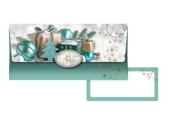 Vánoční obálka na peníze Mentol s baňkami