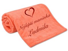 Deka Nejlepší maminka se srdíčkem a jménem 150x200 lososová