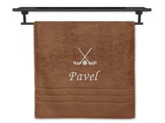 Osuška se jménem NA PŘÁNÍ hnědá 70x140 Florbal