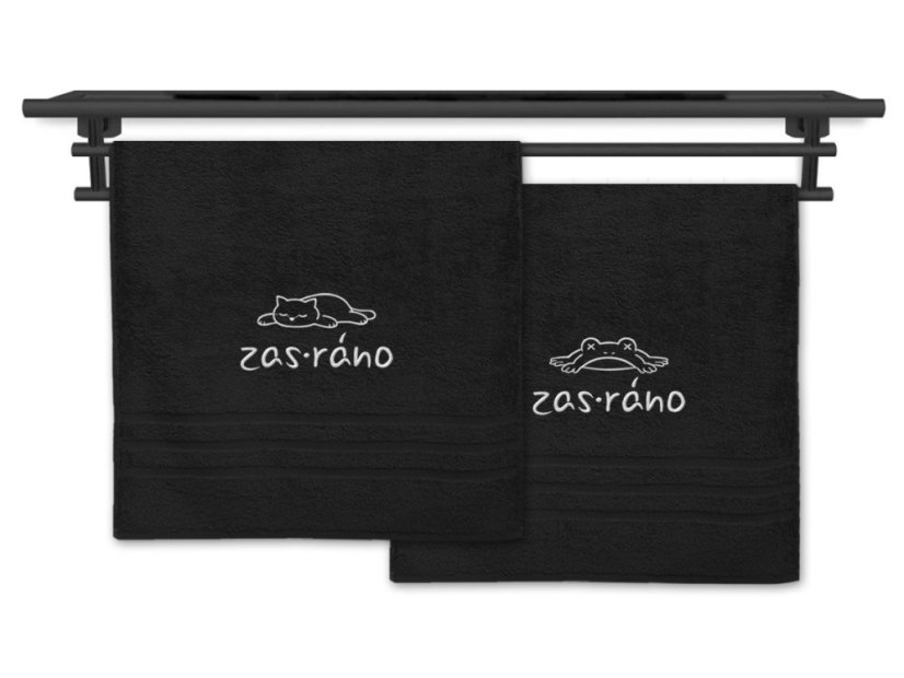 Set osušek Zas ráno kočka a žabák černá