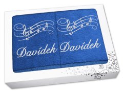 Luxusní sada ručník + osuška se jménem NA PŘÁNÍ Noty královsky modré