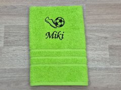 Ručník se jménem pistáciový 50x100 Kopačka a míč + MIKI