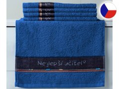 Malý ručník 30x50 RUJANA 450g "Nejlepší učitel" tmavě modrý