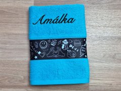 Ručník se jménem NA PŘÁNÍ 50x100 Stylový design tyrkysový