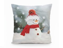 Vánoční dekorační polštářek 40x40 Sněhulák 3D