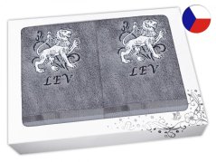 Luxusní dárková sada ručník + osuška Znamení Lev šedá/šedá