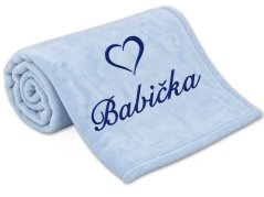 Deka pro babičku se srdíčkem 150x200 světle modrá