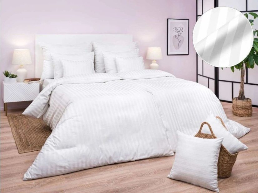 Hotelové povlečení Atlas grádl bílý proužek 2 cm 70x90, 140x220
