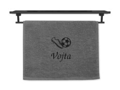 Malý ručník se jménem NA PŘÁNÍ stříbrný 30x50 Kopačka a míč