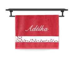 Malý ručník se jménem NA PŘÁNÍ 30x50 Srdíčka červená