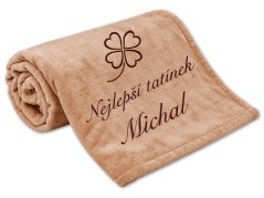 Deka Nejlepší tatínek se čtyřlístkem a jménem 150x200 čokoládová