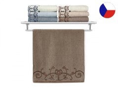 Luxusní ručník 50x100 TERRY BAROCCO 500g hnědý s hnědou bordurou