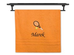 Osuška se jménem NA PŘÁNÍ oranžová 70x140 Tenisová raketa