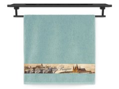 Froté ručník 50x100 NORA TISK 450g Město Praha mořská zelená