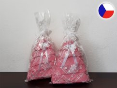 Dárkové utěrky Vánoční stromeček starorůžová/bílá