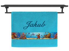 Dětský ručník se jménem NA PŘÁNÍ 30x50 Korálové útesy tyrkys