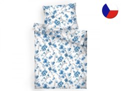 Bavlněné povlečení 140x200, 70x90 KOMFORT Kvítí modré na bílém
