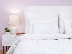 Hotelový povlak na polštář 40x40 Atlas grádl bílý proužek 1 cm