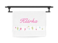Malý ručník se jménem NA PŘÁNÍ 30x50 Barevná srdíčka bílá