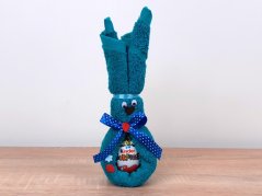Malý velikonoční zajíček z ručníku Sofie azurově modrý + vajíčko s překvapením