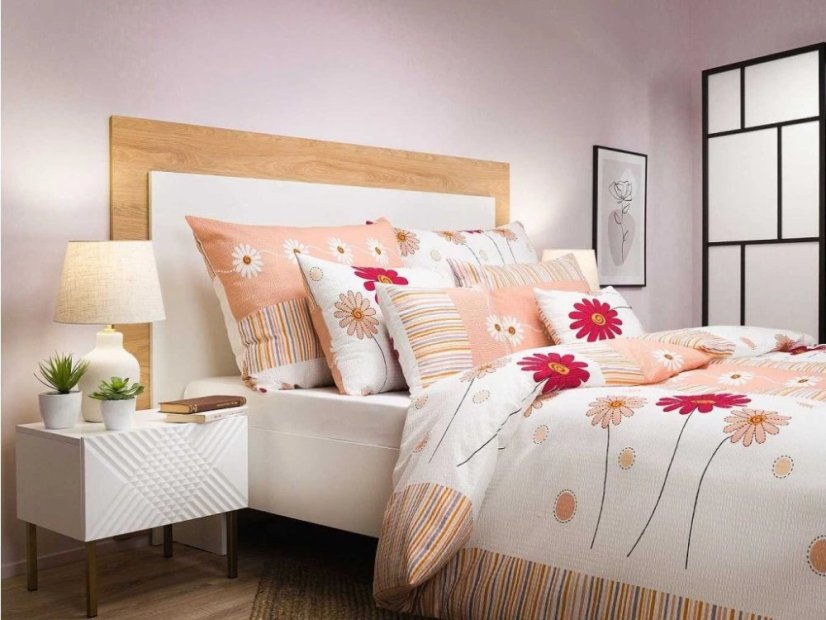 Krepové povlečení KOMFORT Gardénie meruňková 2x 70x90, 240x200