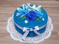 Textilní dort z osušky Sofie azur