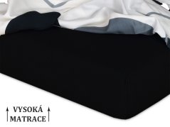 Jersey prostěradlo na vysokou matraci 90x200x25 EXCLUSIVE Černá