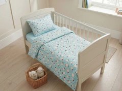 Dětské povlečení do postýlky bavlněné 45x60, 90x130 Ovce tyrkys