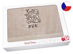 Vánoční dárkové balení osušky Znamení Býk béžová/hnědá