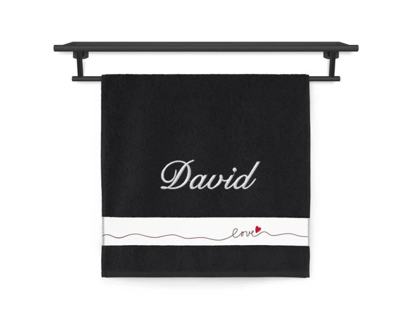 Ručník se jménem NA PŘÁNÍ 50x100 Love černé