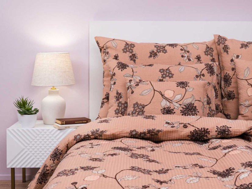 Krepové povlečení KOMFORT Klaudie světle hnědá 70x90, 140x200